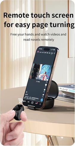 Remote Control Scrolling Ring for Tiktok with Phone Stand & Touchpad, Portable Handheld Air Finger Ring Bluetooth Mouse Camera Shutter Remote Page Turner for i-Phone, Android, iOS, i-Pad, Tablet App in Kuwait