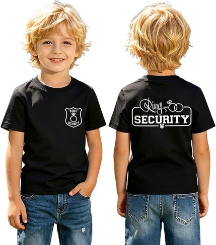 Ritatte Toddler Ring Bearer Shirt Kids Boys Wedding Ring Security T-Shirt Badge Graphic Bridal Party Tees Tops Summer Clothes in Kuwait