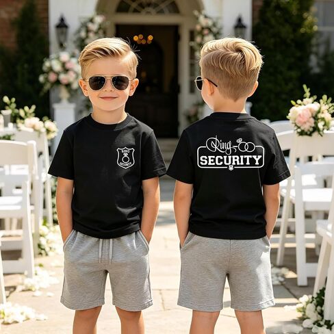 Ritatte Toddler Ring Bearer Shirt Kids Boys Wedding Ring Security T-Shirt Badge Graphic Bridal Party Tees Tops Summer Clothes in Kuwait