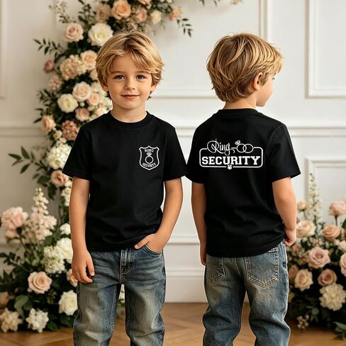 Ritatte Toddler Ring Bearer Shirt Kids Boys Wedding Ring Security T-Shirt Badge Graphic Bridal Party Tees Tops Summer Clothes in Kuwait