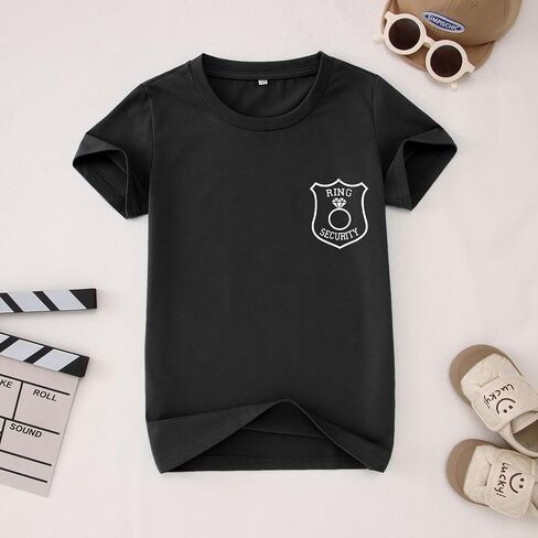 Ritatte Toddler Ring Bearer Shirt Kids Boys Wedding Ring Security T-Shirt Badge Graphic Bridal Party Tees Tops Summer Clothes in Kuwait
