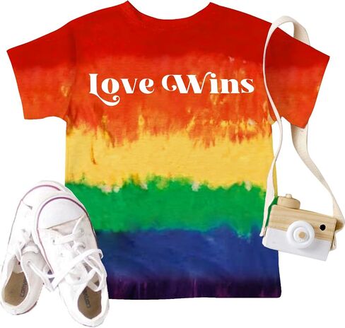 Toddler Pride Shirt for Boy Girl Kids Rainbow Heart Graphic Short Sleeve Love is Love Print Summer Children Casual Tops in Kuwait
