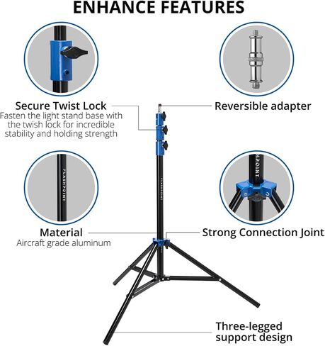 Flashpoint Pro Heavy-Duty Air-Cushioned Light Stand (Blue, 7.2') in Kuwait
