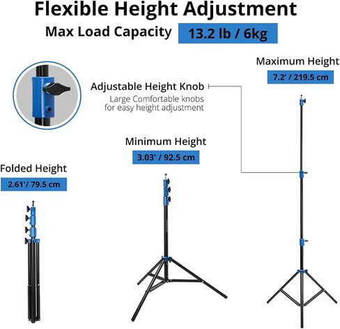 Flashpoint Pro Heavy-Duty Air-Cushioned Light Stand (Blue, 7.2') in Kuwait