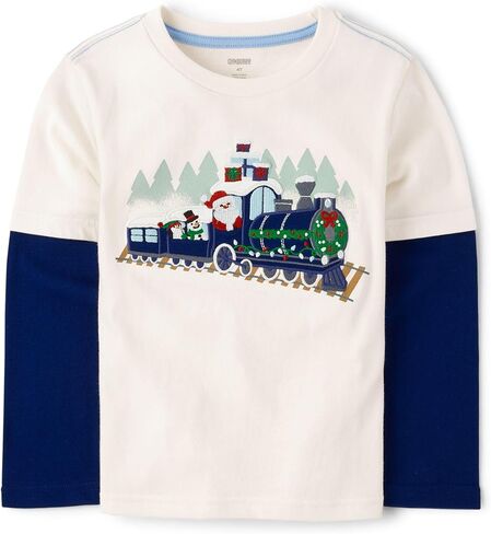 Gymboree Boys' and Toddler Embroidered Graphic Long Sleeve Layered T-Shirts in Kuwait