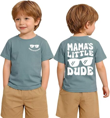 MODNTOGA Mama's Little Dude T-Shirt Toddler Boy Cool Sunglasses Graphic Shirt Boys Mother's Day Outfit Short Sleeve Tee Tops in Kuwait