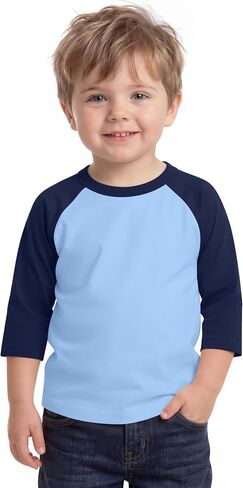Toddler Boys Raglan Baseball Tees | Crew Neck, 3/4 Raglan Sleeves, Color Block, Baseball Tees, for Toddler Boys 1-6 Years in Kuwait