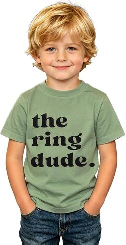 Ritatte The Ring Shirt Shirt Toddler Boys Funny Ring Ring Bearer Shirt Sereve T-Shirt Kids Summer Wedding Bridal Tops Tops in Saudi Arabia
