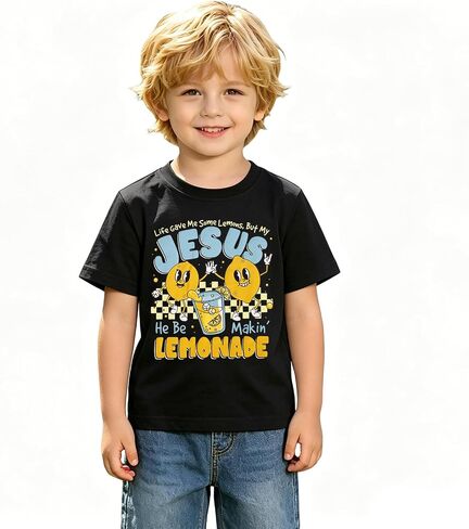Kid Toddler Boys Christian Shirt My Jesus Making Lemonade T-Shirt Cute Jesus Tee Religious Faith Short Sleeve Tops in Kuwait