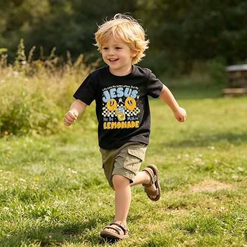 Kid Toddler Boys Christian Shirt My Jesus Making Lemonade T-Shirt Cute Jesus Tee Religious Faith Short Sleeve Tops in Kuwait