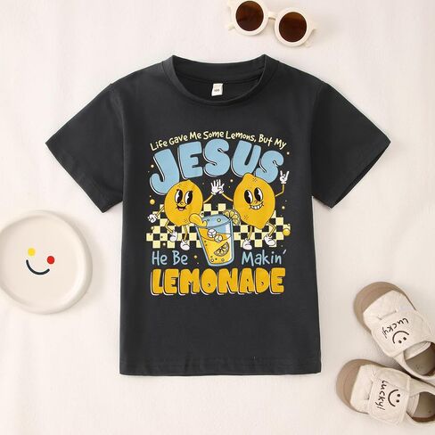 Kid Toddler Boys Christian Shirt My Jesus Making Lemonade T-Shirt Cute Jesus Tee Religious Faith Short Sleeve Tops in Kuwait