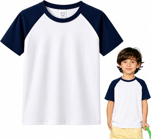 Kids Baseball Shirt, Toddler Baby Girls Boys Short Sleeve Cotton T-Shirt, Raglan Shirt in Saudi Arabia