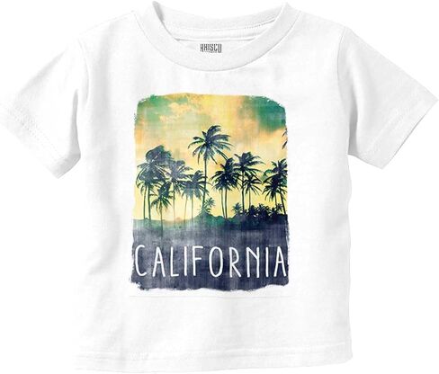Brisco Brands California Watercolor Palm Trees Toddler Baby Graphic T Shirt in Kuwait