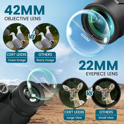Monocular Telescope 8x42 HD for Adults with Tripod & Phone Adapter, BAK-4 Prism & FMC Lens Waterproof Compact for Bird Watching Stargazing Camping Hiking Hunting Wildlife Travel in Kuwait