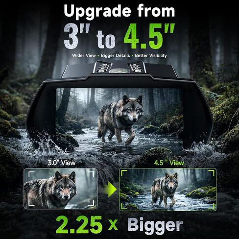 Rappet Night Vision Goggles, 4K Night Vision Binoculars for Adults (4.5" HD Screen/5000mAh Battery/4K UHD VIDEO/2952FT Range/32GB TF Card/18X Digital Zoom/Flashlight) for Hunting, Camping, Black in Saudi Arabia