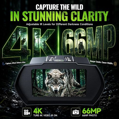 Rappet Night Vision Goggles, 4K Night Vision Binoculars for Adults (4.5" HD Screen/5000mAh Battery/4K UHD VIDEO/2952FT Range/32GB TF Card/18X Digital Zoom/Flashlight) for Hunting, Camping, Black in Saudi Arabia