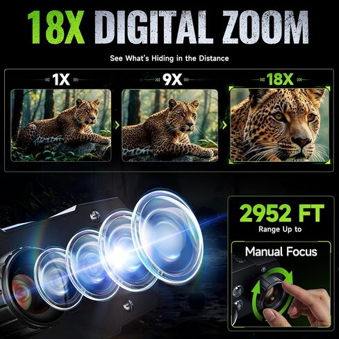 Rappet Night Vision Goggles, 4K Night Vision Binoculars for Adults (4.5" HD Screen/5000mAh Battery/4K UHD VIDEO/2952FT Range/32GB TF Card/18X Digital Zoom/Flashlight) for Hunting, Camping, Black in Saudi Arabia