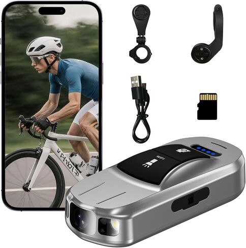 Bike Camera Small Thumb Action Camera, IPX6 Waterproof, Wireless, with Bike Mount, for Cycling, Sports, Vlogging & Content Creation (Black) in Kuwait