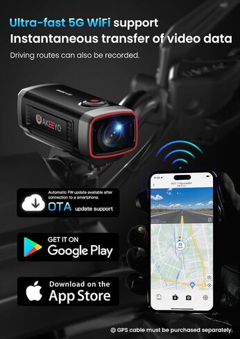 AKEEYO-710Pro EIS Motorcycle Camera, 4K28FPS 20MP WiFi Dash Cam, IP66 Ultra HD Waterproof Motorcycle Helmet Camera, 142° Wide Angle View Night Vision with 64GB Card, G-Sensor, Parking Mode in Kuwait