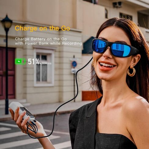 OHO Ultra-Thin Lightweight Sports Camera Sunglasses, 24MP Camera, 1080P Video, Water Resistant UV400 Lens in Kuwait