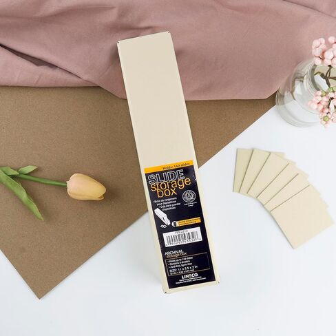Lineco Archival Slide Storage Box with 6 Dividers, Tan-2.5" x 2.125" x 11" | Acid-Free Print File Case, Preserve and Organize Photography, Stamps, Cards, Negatives, and Films Collection in Saudi Arabia