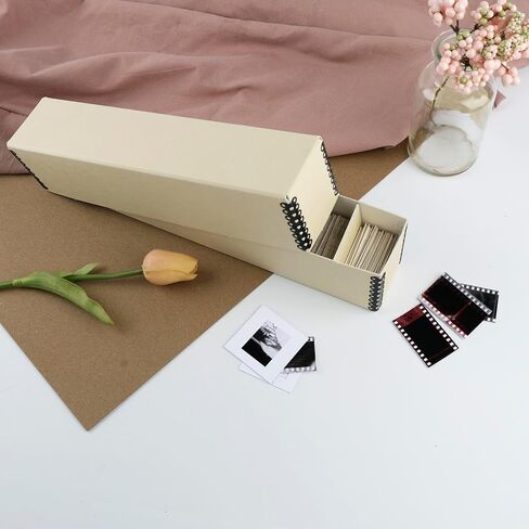 Lineco Archival Slide Storage Box with 6 Dividers, Tan-2.5" x 2.125" x 11" | Acid-Free Print File Case, Preserve and Organize Photography, Stamps, Cards, Negatives, and Films Collection in Saudi Arabia