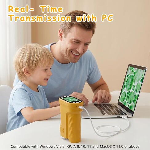 1000X Handheld Microscope for Kids 2.0" IPS Eye Protection Screen, Pocket Microscope with Long Battery Life, Rechargeable Microscopes for Edu Gift STEM Toys for Children in Kuwait