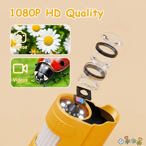 1000X Handheld Microscope for Kids 2.0" IPS Eye Protection Screen, Pocket Microscope with Long Battery Life, Rechargeable Microscopes for Edu Gift STEM Toys for Children in Kuwait