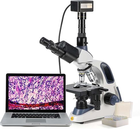 SWIFT Compound trinocular Microscope, 40X-2500X Digital Lab trinocular Compound LED Microscope with 3MP USB Camera and Slides,Mechanical Stage in Kuwait