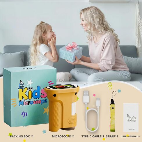 1000X Handheld Microscope for Kids 2.0" IPS Eye Protection Screen, Pocket Microscope with Long Battery Life, Rechargeable Microscopes for Edu Gift STEM Toys for Children in Kuwait