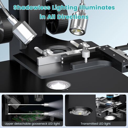 LM266S 5 Lens 7" HDMI Digital Microscope 5000X for Adults, Lab Digital Biological Microscope with Screen for Slides, Mechanical X-Y Stage, UHD 2160P Video, LCD Full View Coin Camera, PC View, 32GB in Kuwait