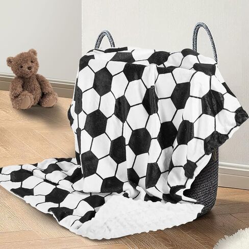 Soccer Baby Blanket for Boys Girls Soft Fleece Minky Blanket with Dotted Backing Double Layer Newborn Toddler Blankie for Nursery Stroller Crib Gift Ideas to Son Nephew Grandson 26.5 * 40 in Kuwait