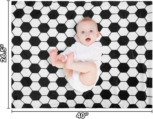 Soccer Baby Blanket for Boys Girls Soft Fleece Minky Blanket with Dotted Backing Double Layer Newborn Toddler Blankie for Nursery Stroller Crib Gift Ideas to Son Nephew Grandson 26.5 * 40 in Kuwait