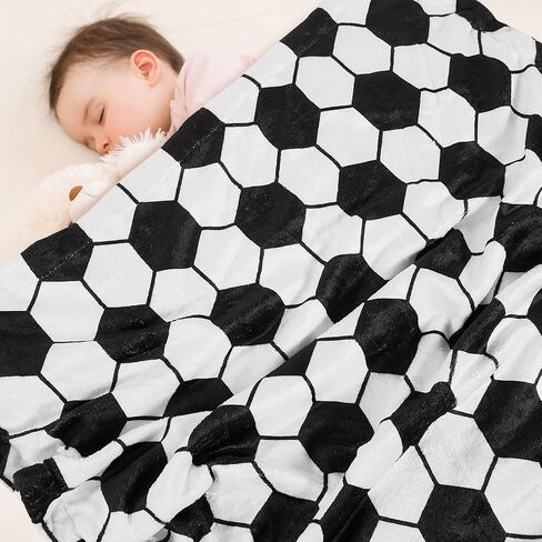 Soccer Baby Blanket for Boys Girls Soft Fleece Minky Blanket with Dotted Backing Double Layer Newborn Toddler Blankie for Nursery Stroller Crib Gift Ideas to Son Nephew Grandson 26.5 * 40 in Kuwait