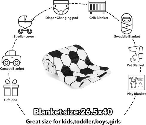 Soccer Baby Blanket for Boys Girls Soft Fleece Minky Blanket with Dotted Backing Double Layer Newborn Toddler Blankie for Nursery Stroller Crib Gift Ideas to Son Nephew Grandson 26.5 * 40 in Kuwait