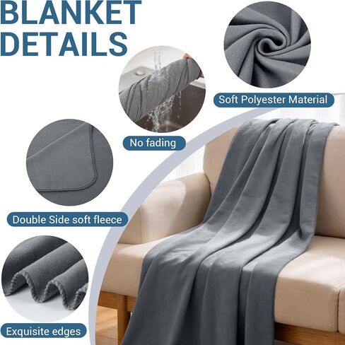 24 Pack Fleece Throw Blankets Bulk 50x60 - Soft Lightweight Blanket Gift for Wedding Guests, Bed Couch Office Chair Pet Travel Home(Gray) in Kuwait