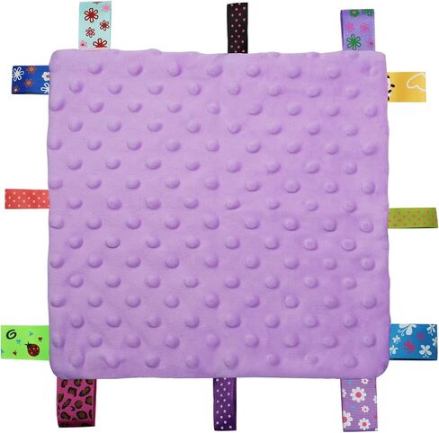 Entisn Tag Security Blanket 10x10 Minky Dot Lovey Light Purple | Colorful Satin Tags For Sensory Play, Ultra-Soft Minky Dot Fabric, Compact Size Fits Diaper Bags, Machine Washable Easy Care in Kuwait