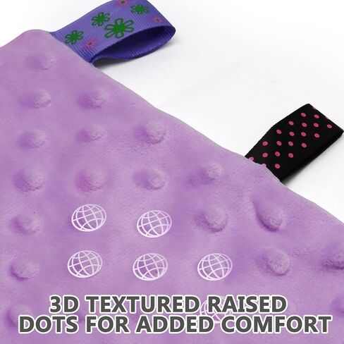 Entisn Tag Security Blanket 10x10 Minky Dot Lovey Light Purple | Colorful Satin Tags For Sensory Play, Ultra-Soft Minky Dot Fabric, Compact Size Fits Diaper Bags, Machine Washable Easy Care in Kuwait