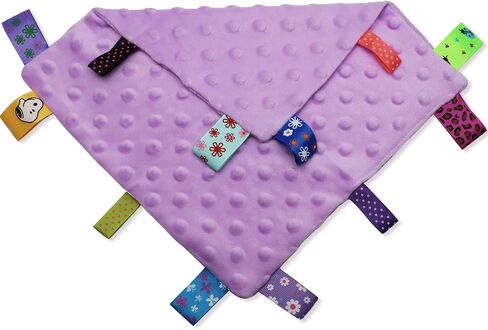 Entisn Tag Security Blanket 10x10 Minky Dot Lovey Light Purple | Colorful Satin Tags For Sensory Play, Ultra-Soft Minky Dot Fabric, Compact Size Fits Diaper Bags, Machine Washable Easy Care in Kuwait