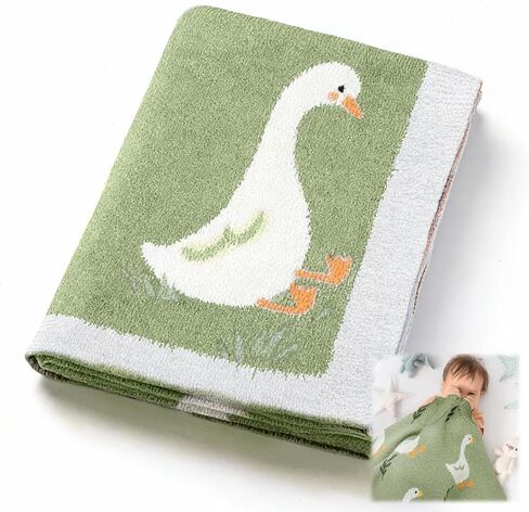 SmoothNovelty Silly Goose Baby Blanket Cute 100% Knitted Cotton Swaddle Cover Receiving Nursery Baby Shower Goose Gift for Newborn Swaddle Infant Crib(White) in Kuwait