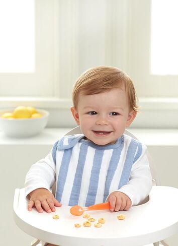 aden + anais Snap Bib, 100% Cotton Muslin, Soft Absorbent 3 Layers, Adjustable, 9" X 13", 3 Pack, Rock Star, Blue Stars in Kuwait