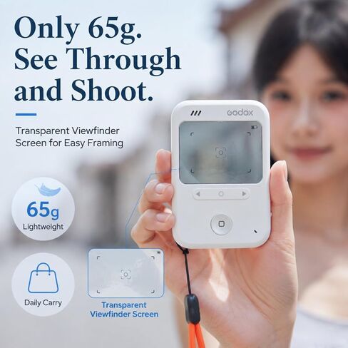 Godox C100 Transparent Viewfinder Pocket Camera | 2-in-1 Film Light Meter, 65g Ultra Light, 4 Aspect Ratios, OTG Transfer, Max with 32GB TF Card Storage, Great for Film Photography & Street Vlog in Kuwait