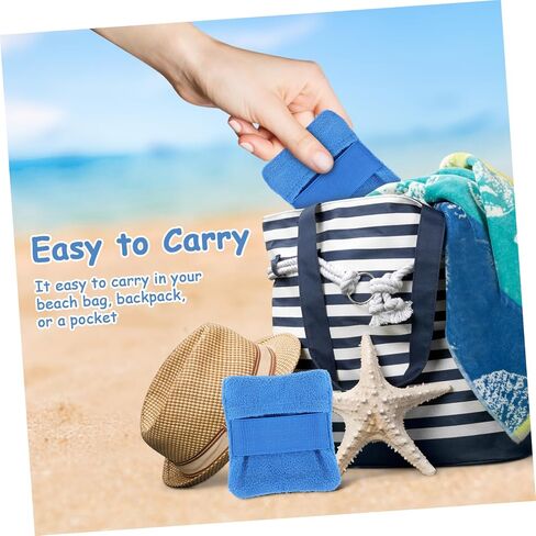 2pcs Beach Sand Bags Lightweight Portable Sand Removal Mitts for Effortless Cleaning Reusable Fleece Design for Family Beach Activities and Vacations in Kuwait