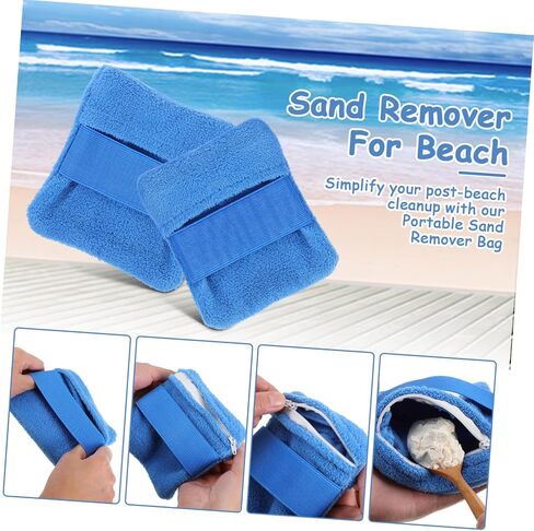 2pcs Beach Sand Bags Lightweight Portable Sand Removal Mitts for Effortless Cleaning Reusable Fleece Design for Family Beach Activities and Vacations in Kuwait