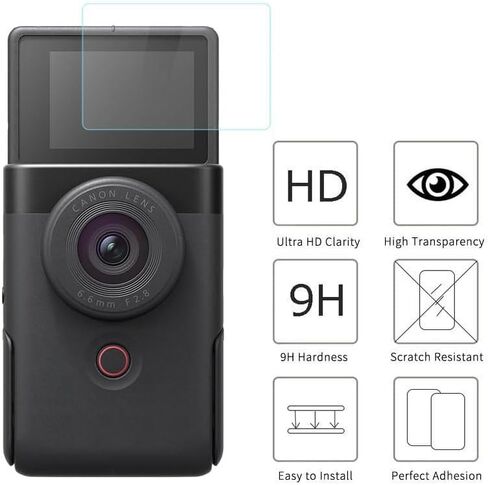 for Canon PowerShot V10 Screen Protector - [3 Pack] HD Tempered Glass Film [Anti-Fingerprint] [Anti-Scratch] [Bubble Free] [Case Friendly] Compatible for Canon PowerShot V10 Vlogging Camera in Kuwait
