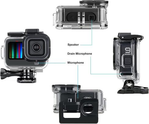 SOONSUN Skeleton Case with Side Door for GoPro Hero 13 12 11 10 9 Black, Side Open Protective Housing with Skeleton Backdoor for Improved Audio Capture, USB Pass-Through Door for Direct Charging in Kuwait