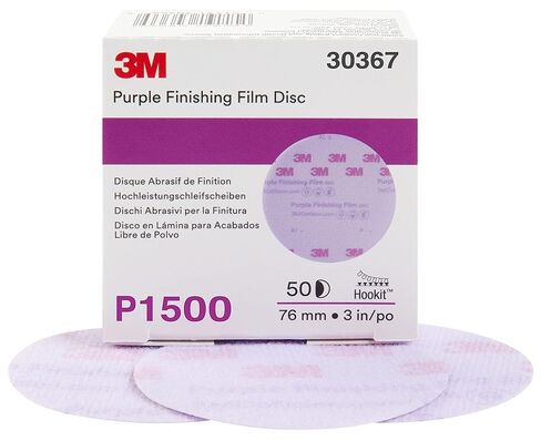 3M Hookit Purple Finishing Film Abrasive Disc, 260L, 30367, 3 in, P1500 | 50 Pack, Clear Coat Sanding, Paint Finishing, Defect Removal, Long Lasting in Kuwait
