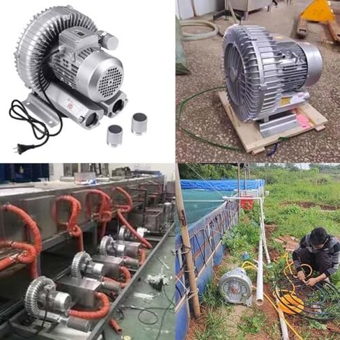 High Pressure Vortex Blower 110V, Aviation Aluminum Body for Sewage Aeration & Textile Industry. Industrial Vacuum Pump with Pure Copper Motor, Silent Design for Fish Pond Oxygenation, 550W Power. in Kuwait