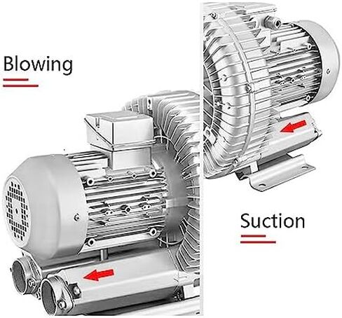 110V Regenerative Blower 0.16-1.49HP, 50Hz Vortex Air Pump for Sewage Aeration & Aquariums. Single Phase 350W Aluminum Unit with Dust Filter, Silent Copper Motor Design for Reliable Suction and in Kuwait