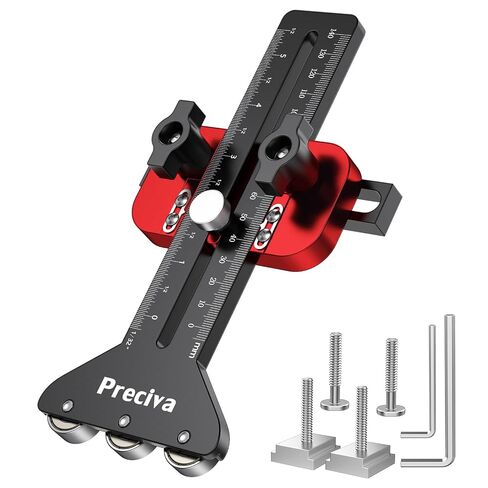 Preciva Thin Rip Table Saw Jig - 3 Pulleys Thin Rip Jig for Making Repetitive Narrow Strip Cuts, Table Saw Guide Fits for 3/8“ x 3/4" U Slot T Slot and 1/4“ x 3/8" T Slot Red in Kuwait